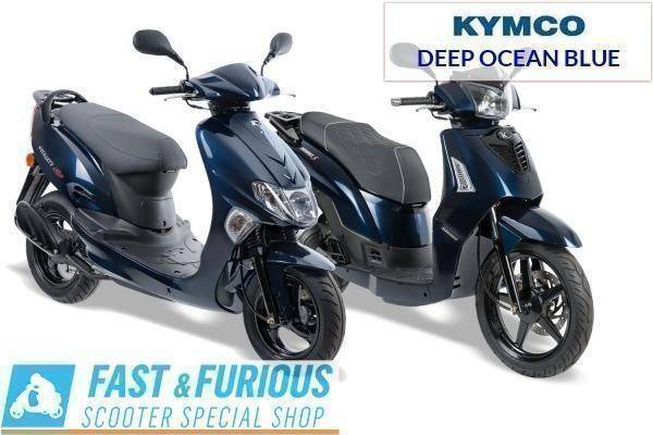 Verschillende kleuren Kymco scooters