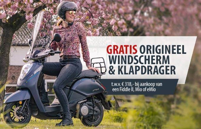 SYM scooter zomeractie: Gratis windscherm & klapdrager SYM scooter zomeractie: Gratis windscherm & klapdrager